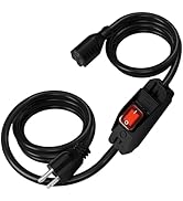 Extension Cord with Waterproof On/Off Switch, Indoor/Outdoor 13.1Ft Black Power Cord, 1250W/10A H...