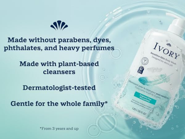 Made without parabens, dyes, phthalates, and heavy perfumes. Made with plant-based cleansers