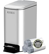 KSSKSS Small Bathroom Trash Can with Soft Close Lid, 6 Liter / 1.6 Gallon Stainless Steel Garbage...