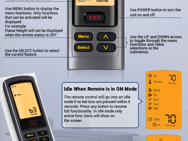 2166-330 Fireplace Remote Control Transmitter for Heat N Glo