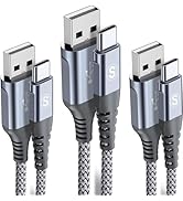 sweguard USB Type C Charger Cable [3-Pack,10ft+6.6ft+3.3ft] iPhone 15 Charger Nylon Braided Cord ...