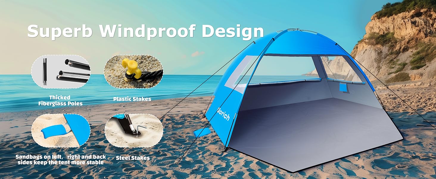 beach canopy tent half tent for beach pop up beach tents for sand heavy duty wind portable