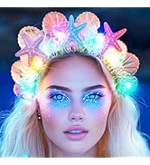 GORTIN Light Up Mermaid Headband LED Glow Starfish Headbands Seashell Headpiece Costume Hair Acce...