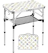 Kcmploro Folding Camping Table, 2ft Portable Lightweight Small Foldable Card Table with Adjustabl...