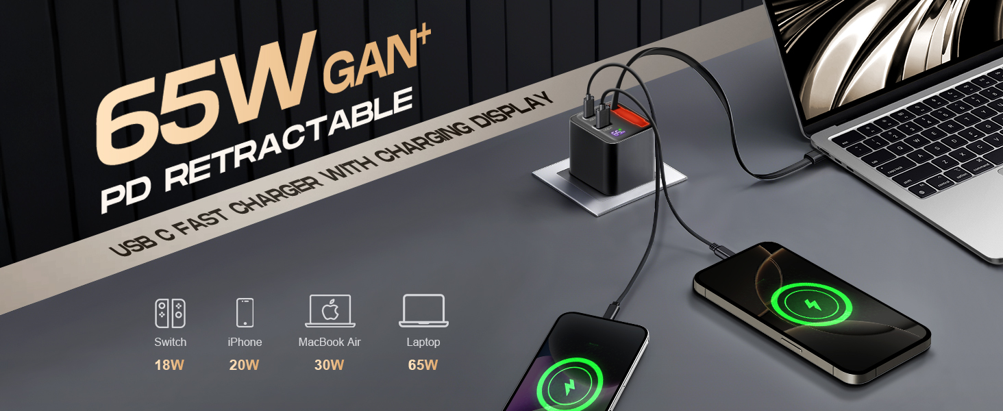 Retractable wall charger