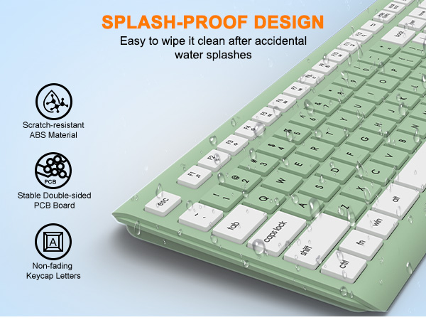 Wireless Keyboard and Mouse Combo, Full Size Silent Ergonomic Keyboard Mouse