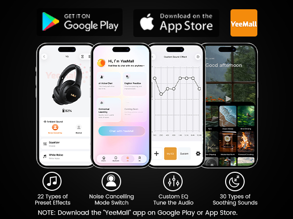 1Mii AI Y8 Active Noise Cancelling Headphones, Wireless Headphones Over Ear Bluetooth 6.0