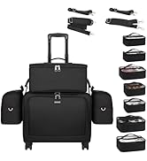 TANTO Rolling Makeup Train Case, Professional Makeup Case on Wheels Makeup Artist Bag With 7 Smal...