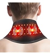 Cordless Neck Heating Pad Wrap with Massager and Red Light, Heated Neck Massager for Neck Pain, 3...