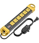 HHSOET GFCI Outdoor Power Strip Weatherproof, Waterproof Surge Protector 2700J with 6 Plug Extend...