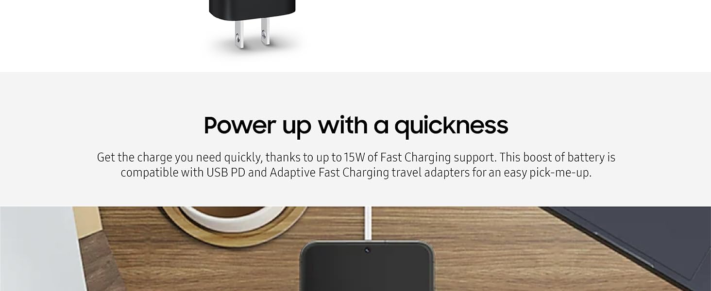 Samsung 15W Single Pad Charger with Travel Adapter Black