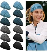 Z-CHARMMY Fabric Headbands for Women, Sweat Bands Headbands for Sports, 12 Pieces