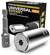 Universal Socket, Self-adjusting Socket Fits Standard 3/8'' - 1-1/16'' Metric 9mm-27mm, Adapter S...