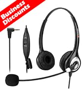 Phone Headset 2.5mm with Noise Canceling Mic &amp; Mute Switch Ultra Comfort Telephone Headset for Pa...