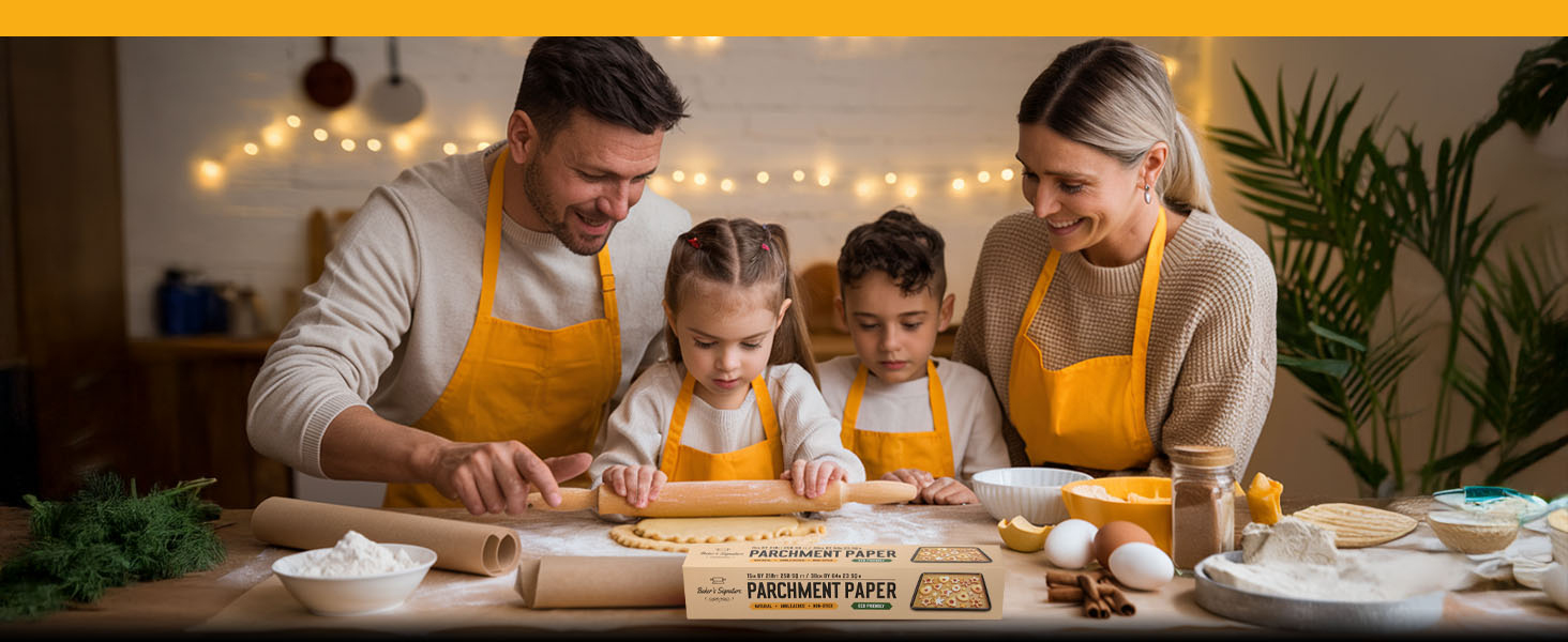 Large parchment paper roll for baking that fits wide pans and full size baking sheets.