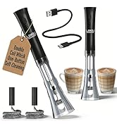 Milk Frother Handheld, Low Noise Rechargeable Frother Wand with Stand, Stainless Steel Shaft for ...