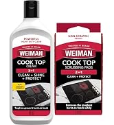Weiman Ceramic and Glass Cooktop Cleaner - Heavy Duty Cleaner and Polish (10 Ounce Bottle and 3 S...