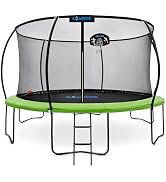 Pumpkin Trampoline with Basketball Hoop &amp; Inner Enclosure - Safe, Durable,Family Fun - Heavy Duty...