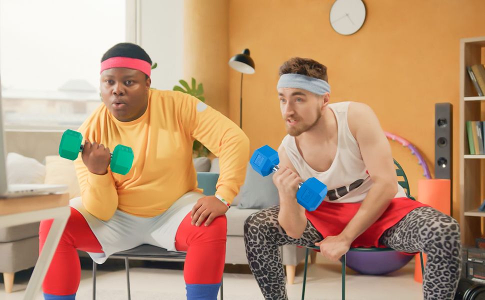 home exercise, fitness, yoga, sport man, dumbbells, rubber dumbbells, daily exercise