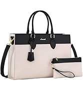 LOVEVOOK Laptop Bag for Women, 15.6 inch Laptop Tote Work Bag Purse, Large Waterproof Leather Com...