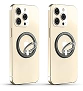 [2 Pack] PROfezzion Thin Metal Ring Holder for MagSafe, Removable Strong Magnetic Phone Grip for ...