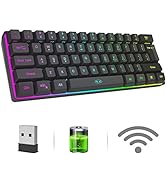 MageGee TS92 Wireless 60% Gaming Keyboard, Compact 61 Keys Rechargeable RGB Backlit Office Keyboa...