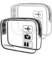 2pcs Clear Makeup Bag, TSA Approved 2 Pcs Cosmetic Makeup Bags Set Waterproof Clear PVC with Zipp...