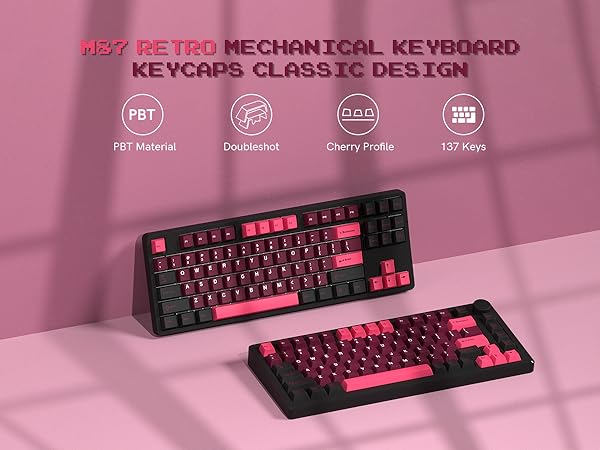Double Shot PBT Keycaps Set 138 Keys, Cherry Profile Custom Keycaps