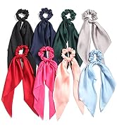 SUSULU Hair Scarf Scrunchies for Women - Satin Hair Ties Plain Hair Bobbles Solid Color Fabric Sc...