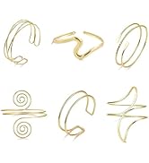 6 Pieces Gold Arm Cuff Jewelry, Upper Arm Cuff Bracelets Bangle for Women, Adjustable Minimalist ...