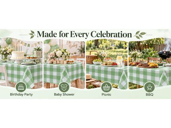 sage green gingham tablecloth