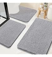 Arotive Bathroom Rugs Sets 3 Piece, Ultra Soft Absorbent Chenille Bath Mats Sets and U-Shaped Con...