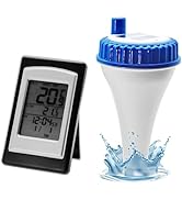 Wireless Solar Swimming Pool Thermometer for Outdoor Indoor Pools Spas Hot Tubs Ponds Digital Flo...