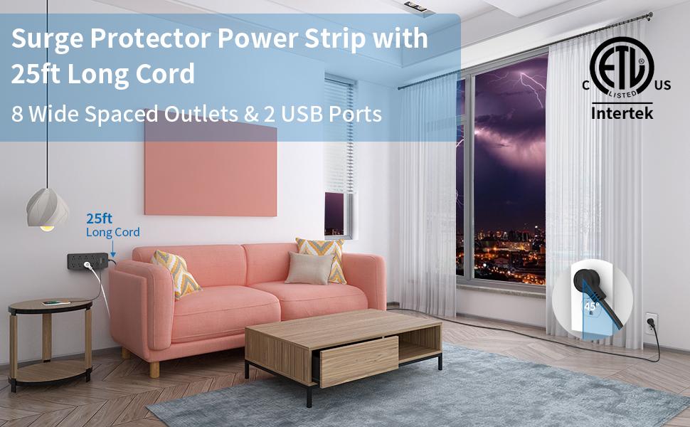 power strip with 25ft extension cord