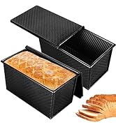 Spmarkt 2pack 1LB Black Pullman Loaf Pan with Lid, Non-Stick Sandwich Bread Loaf Pan, Easy Releas...