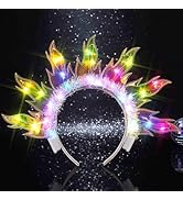 DRESBE Light Up Sun Headband LED Fire Headbands Glow Party Flame Halo Hair Accessories for Women ...