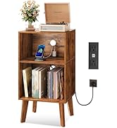 WLIVE Record Player Stand, Modern Nightstand with Storage, Small Space Bedside Table, End Table f...