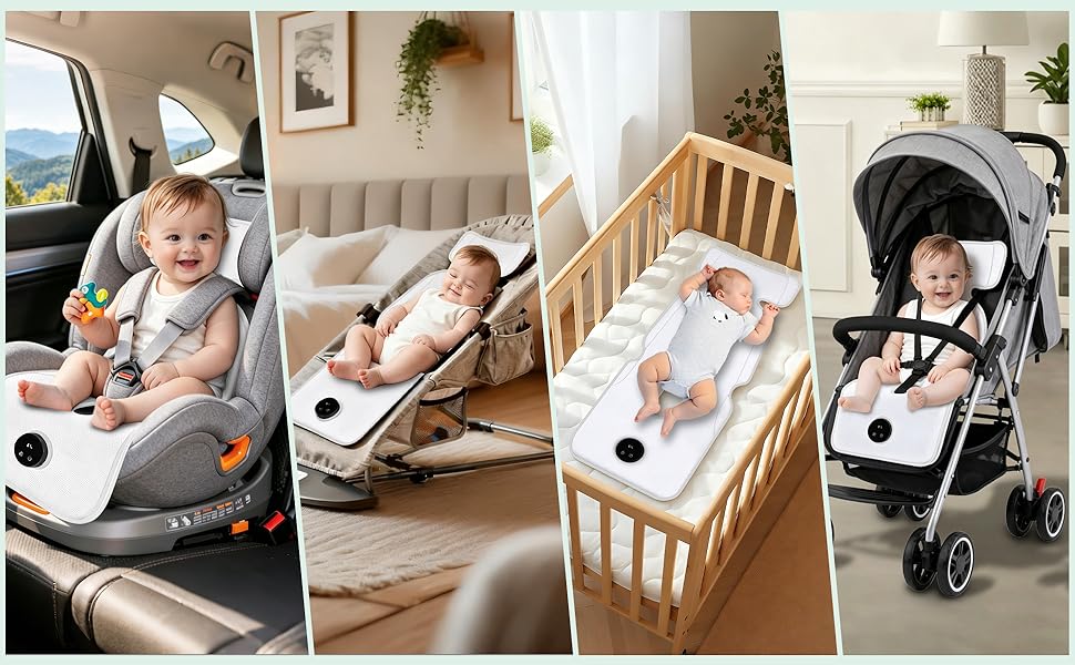 cooling pad with size 33.4&amp;#34;L X 13&amp;#34;W universal fit for most car seats and strollers