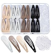 Teenitor 148pcs Snap Hair Clips, 48pcs Hair Barrettes Hair Clips 100pcs Hair Bands, Metal Hair Sn...