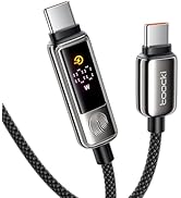 toocki USB C to USB C Cable 3.3ft 100W Fast Charging LED Cord with Touch-Sensing Screen Function ...