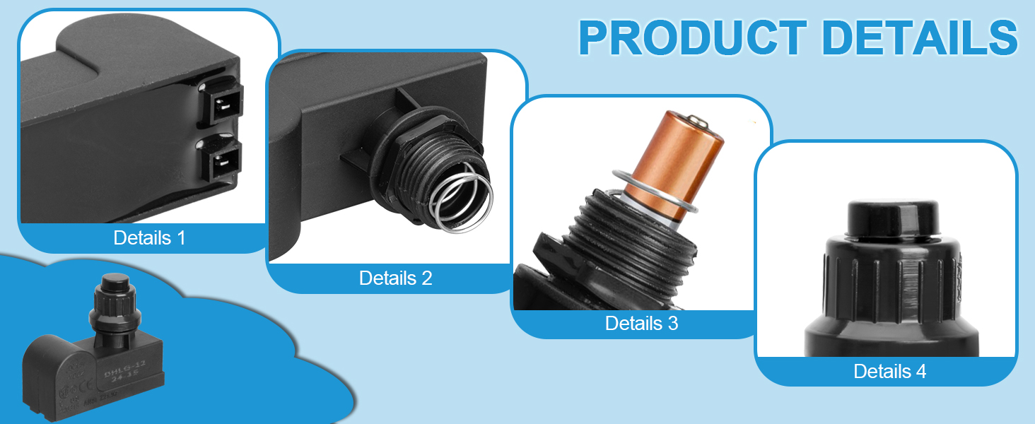 DHLG-12 Grill Igniters for Charbroil Ignitor Replacement, 2 Outlets AAA Battery Tact Push Button