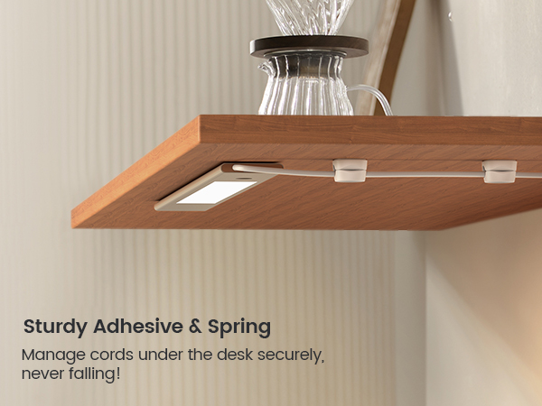 sturdy adhesive spring cable holder clips cord organizer under desk cable management under desk