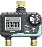 RAINPOINT 2 Zone Sprinkler Timer with Brass Inlet and Outlet - Water Timer for Garden Hose with R...