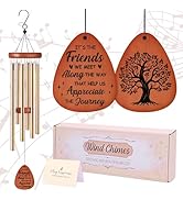 LIRAVENO Friendship Gifts Wind Chimes - Windchimes for Outside with Greeting Card Metal Hanging D...