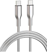 6.6ft metal braided usb-c to usb-c cable, silver