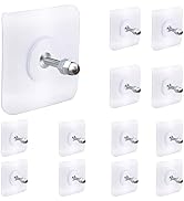 AIERSA 13 Pack Wall Hooks for Hanging,Screw Free Sticker for Mount Wall Shelf, 2 in 1 Reusable Ad...