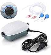 HITOP Dual Outlet Aquarium Air Pump, Whisper Adjustable Fish Tank Aerator, Quiet Oxygen Pump with...