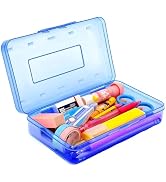 Sooez 1 Pack Pencil Box, Plastic Pencil Case, Hard Pencil Case with Stickers, Plastic Storage Cra...