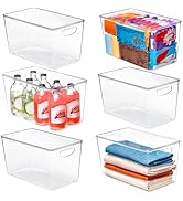 6 Pack Clear Storage Bins with Lids Stackable,XLarge Plastic Storage Bins with Handle for Pantry ...