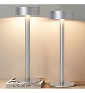Briever 2 Pack Cordless Table Lamps, Rechargeable Battery Operated Lamp with 3 Colors Stepless Di...